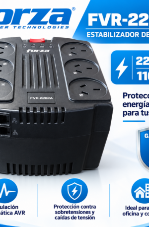 Estabilizador Automatico FVR Forza 2200VA 1100W – 6 Tomas