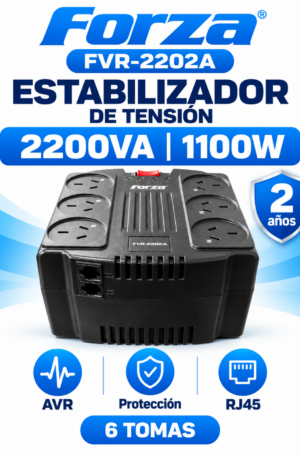 Estabilizador Automatico FVR Forza 2200VA 1100W – 6 Tomas