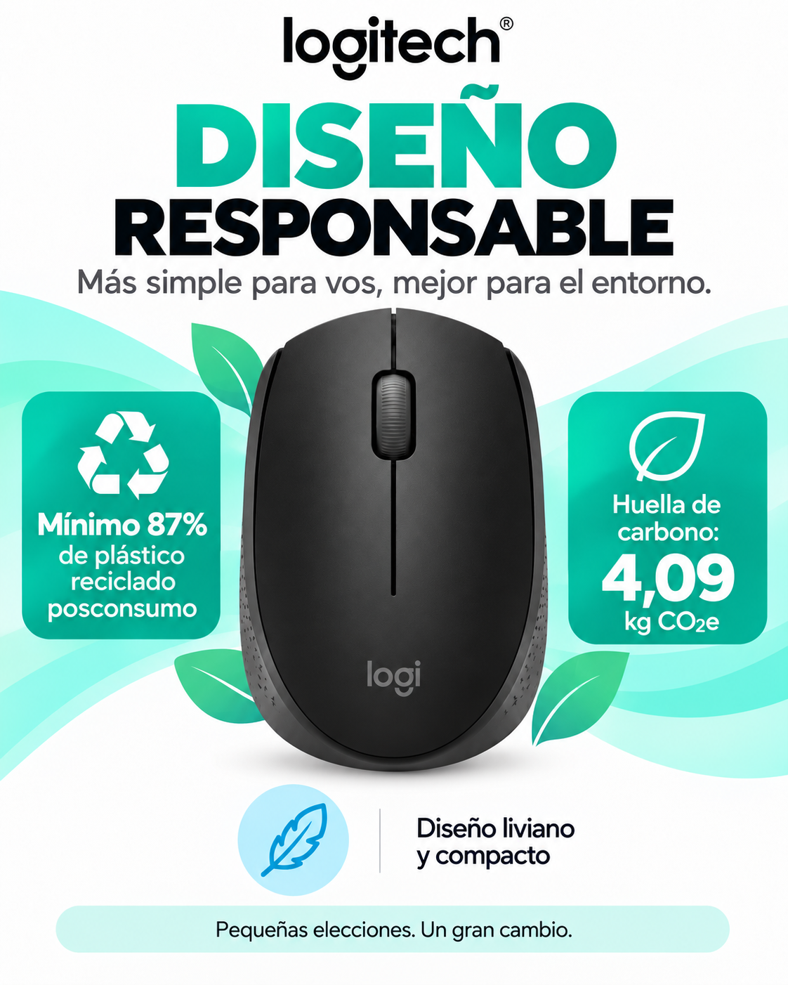 Mouse Inalámbrico Logitech M170 Negro – USB-A – Alcance 10 m - Imagen 3
