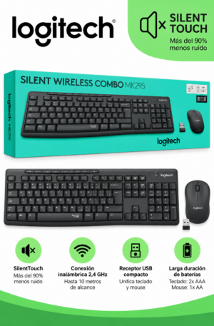 Combo Teclado y Mouse Inalámbrico Logitech MK295 Silent Wireless – Negro
